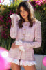 Load image into Gallery viewer, Pink Plaid Tweed Ruffled Tight Short Homecoming Dress with Buttons