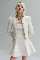 Load image into Gallery viewer, 2 Piece White Tweed Homecoming Outfits with Sleeves