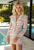Load image into Gallery viewer, Queendancer Women Light Pink Plaid Homecoming Outfits with Fringes 2 Piece Tweed Tight Peak Lapel Long Sleeves Pageant Interview Outfits with Buttons