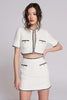 Load image into Gallery viewer, 2 Piece Tweed White Short Blazer Pageant Interview Outfits with Sleeves