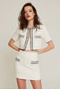 Load image into Gallery viewer, White 2 Piece Tweed Blazer Short Pageant Interview Outfits with Pockets