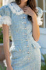 Load image into Gallery viewer, Blue Tweed Buttons Short Tight Homecoming Dress with Pockets