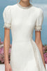 Load image into Gallery viewer, White Round Neck Tweed Short Homecoming Dress with Appliques