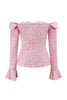 Load image into Gallery viewer, Pink 2 Piece Tweed Off the Shoulder Pencil Homecoming Outfits