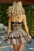 Load image into Gallery viewer, Leopard Printed Khaki Ruffled Corset Short Homecoming Dress with Lace