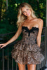 Load image into Gallery viewer, Khaki Printed Leopard Ruffled Short Homecoming Dress with Lace