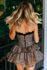 Load image into Gallery viewer, Khaki Printed Leopard Ruffled Short Homecoming Dress with Lace