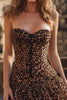 Load image into Gallery viewer, Khaki Strapless Leopard Printed Tulle Short Homecoming Dress
