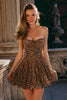 Load image into Gallery viewer, Khaki Leopard Printed Strapless Short Homecoming Dress