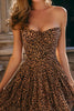 Load image into Gallery viewer, Khaki Leopard Printed Strapless Short Homecoming Dress