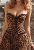 Load image into Gallery viewer, Khaki Printed Leopard Tulle Short Homecoming Dress with Ruffles