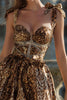Load image into Gallery viewer, Sparkly Leopard Khaki Printed Short Homecoming Dress with Bows
