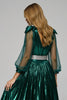 Load image into Gallery viewer, Sparkly Dark Green Metallic Midi Holiday Party Dress with Slit