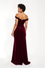 Load image into Gallery viewer, Burgundy Sheath Off the Shoulder Long Holiday Party Dress with Slit