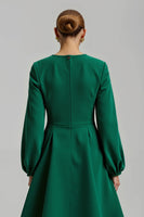 Load image into Gallery viewer, Sparkly Dark Green A Line Long Sleeves Holiday Party Dress with Beading