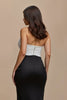 Load image into Gallery viewer, Black and White Patchwork Satin Sweetheart Long Formal Dress with Bow