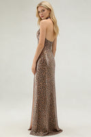 Load image into Gallery viewer, Sparkly Golden Leopard Sequin Mermaid Long Prom Dress with Keyhole