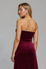 Load image into Gallery viewer, Burgundy Strapless Ruched Long Holiday Party Dress with Slit