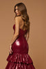 Load image into Gallery viewer, Metallic Burgundy Sweetheart Tiered Long Prom Dress with Slit