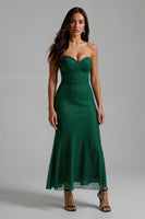 Load image into Gallery viewer, Sparkly Dark Green Sheath Sweetheart Long Holiday Party Dress