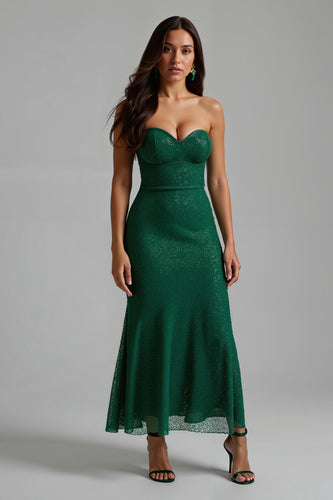 Sparkly Dark Green Sheath Sweetheart Long Holiday Party Dress