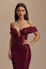 Load image into Gallery viewer, Sparkly Burgundy Mermaid Off The Shoulder Long Holiday Party Dress