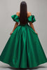 Load image into Gallery viewer, Dark Green Satin A Line Long Prom Dress with Sleeves