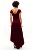 Load image into Gallery viewer, Burgundy A Line Boat Neck Ruched Asymmetrical Holiday Party Dress
