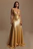 Load image into Gallery viewer, Sparkly Gold Mermaid V-Neck Long Holiday Party Dress