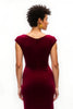 Load image into Gallery viewer, Burgundy Sheath Ruched Boat Neck Long Holiday Party Dress with Slit
