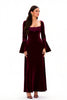 Load image into Gallery viewer, Burgundy Sheath Square Neck Long Holiday Party Dress with Sleeves