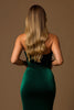 Load image into Gallery viewer, Dark Green Mermaid Tiered Strapless Long Holiday Party Dress
