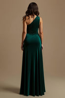Load image into Gallery viewer, Dark Green Sheath One Shoulder Asymmetrical Holiday Party Dress