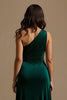 Load image into Gallery viewer, Dark Green Sheath One Shoulder Asymmetrical Holiday Party Dress