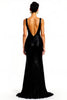Load image into Gallery viewer, Sparkly Black Sequins Mermaid V-Neck Long Holiday Party Dress with Slit