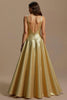 Load image into Gallery viewer, Sparkly Golden A Line Sequins V-Neck Long Holiday Party Dress