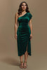 Load image into Gallery viewer, Dark Green Sheath Velvet Long Holiday Party Dress with Sleeves