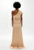 Load image into Gallery viewer, Champagne Sheath Satin One Shoulder Long Formal Dress
