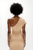Load image into Gallery viewer, Champagne Sheath Satin One Shoulder Long Formal Dress