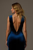 Load image into Gallery viewer, Royal Blue Velvet Sheath V-Neck Long Holiday Party Dress with Slit