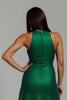 Load image into Gallery viewer, Sparkly Dark Green Sequins Sheath High Neck Long Holiday Party Dress