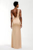 Load image into Gallery viewer, Champagne One Shoulder Sheath Satin Long Formal Dress with Slit