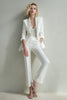 Load image into Gallery viewer, Sparkly White Sequins 2 Piece Shawl Lapel Women Prom Suits with Sleeves