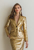 Load image into Gallery viewer, Sparkly Golden Sequins 2 Piece Pencil Midi Women Prom Suits with Sleeves