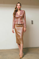Load image into Gallery viewer, Sparkly Sunset 2 Piece Pencil Notched Lapel Pageant Interview Outfits with Sleeves