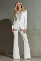 Load image into Gallery viewer, Sparkly White 2 Piece Shawl Lapel Prom Suits with Sequins