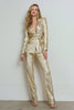 Load image into Gallery viewer, Sparkly Golden 2 Piece Sequins Peak Lapel Women Prom Suits with Sleeves
