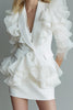 Load image into Gallery viewer, White 2 Piece Pencil Ruffled Short Business Suits with Sleeves