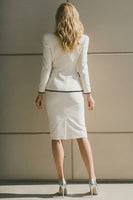 Load image into Gallery viewer, 2 Piece White Notched Lapel Pencil Midi Business Suits