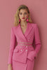 Load image into Gallery viewer, 2 Piece Fuchsia Satin Peak Lapel Pencil Midi Women Prom Suits with Slit